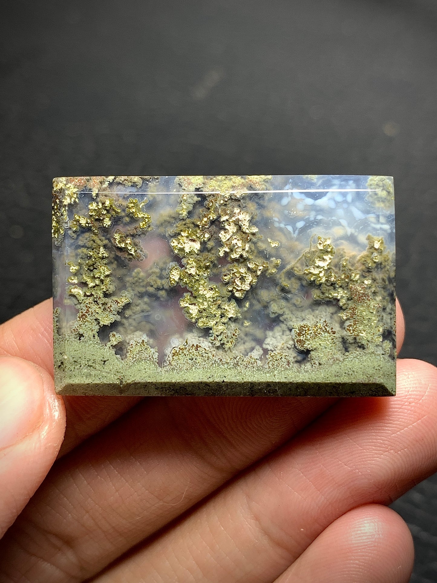 Scenic Moss Agate Rectangle Cabochon 35x22.5x5mm