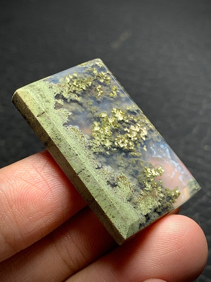 Scenic Moss Agate Rectangle Cabochon 35x22.5x5mm