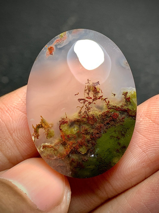 Scenic Moss Agate Oval Cabochon 30x22x6.5mm