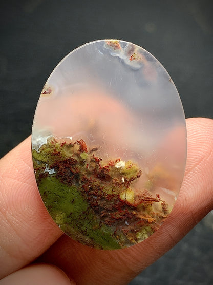 Scenic Moss Agate Oval Cabochon 30x22x6.5mm