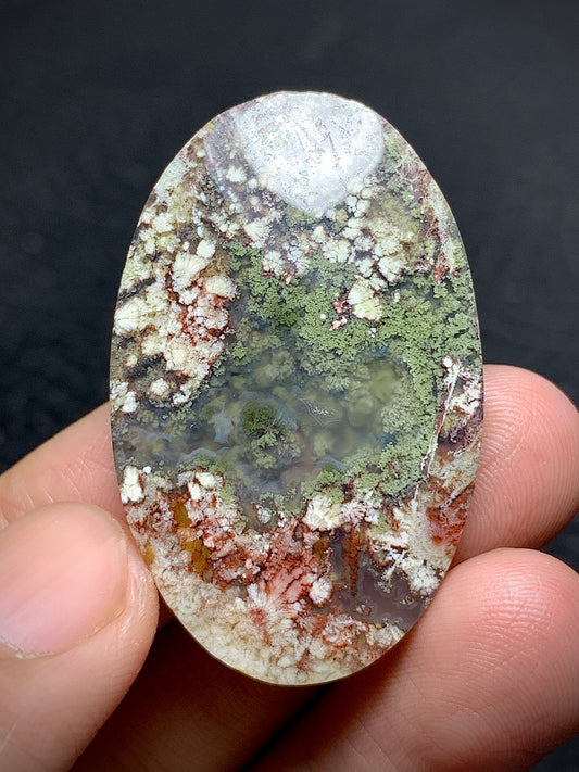 Moss Plume Agate Oval Cabochon 39x25x6mm