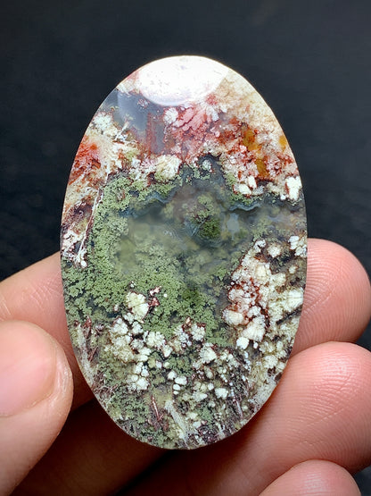 Moss Plume Agate Oval Cabochon 39x25x6mm