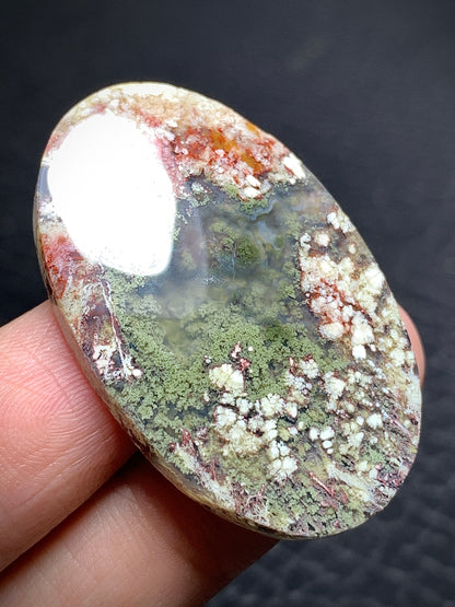 Moss Plume Agate Oval Cabochon 39x25x6mm