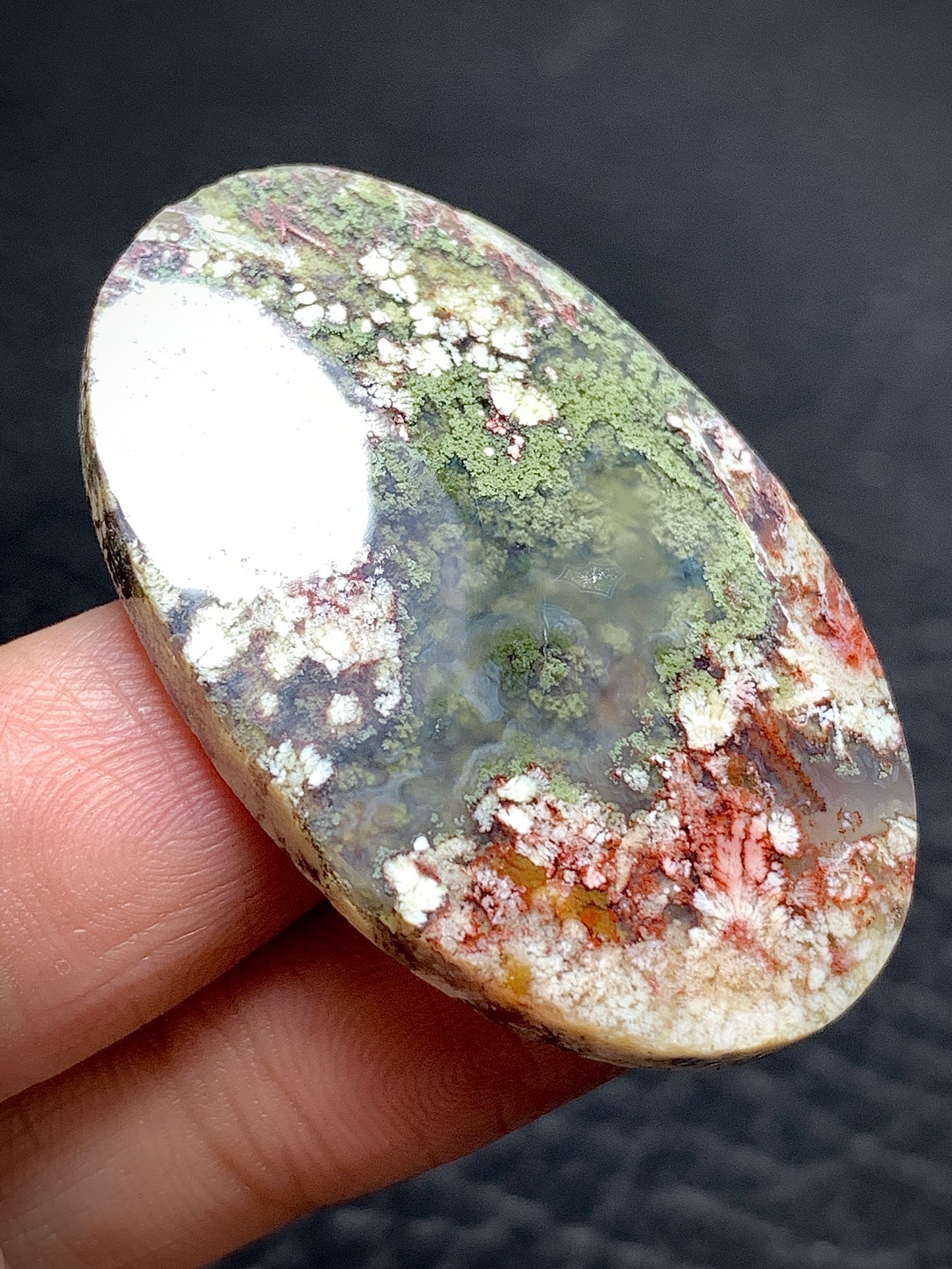 Moss Plume Agate Oval Cabochon 39x25x6mm