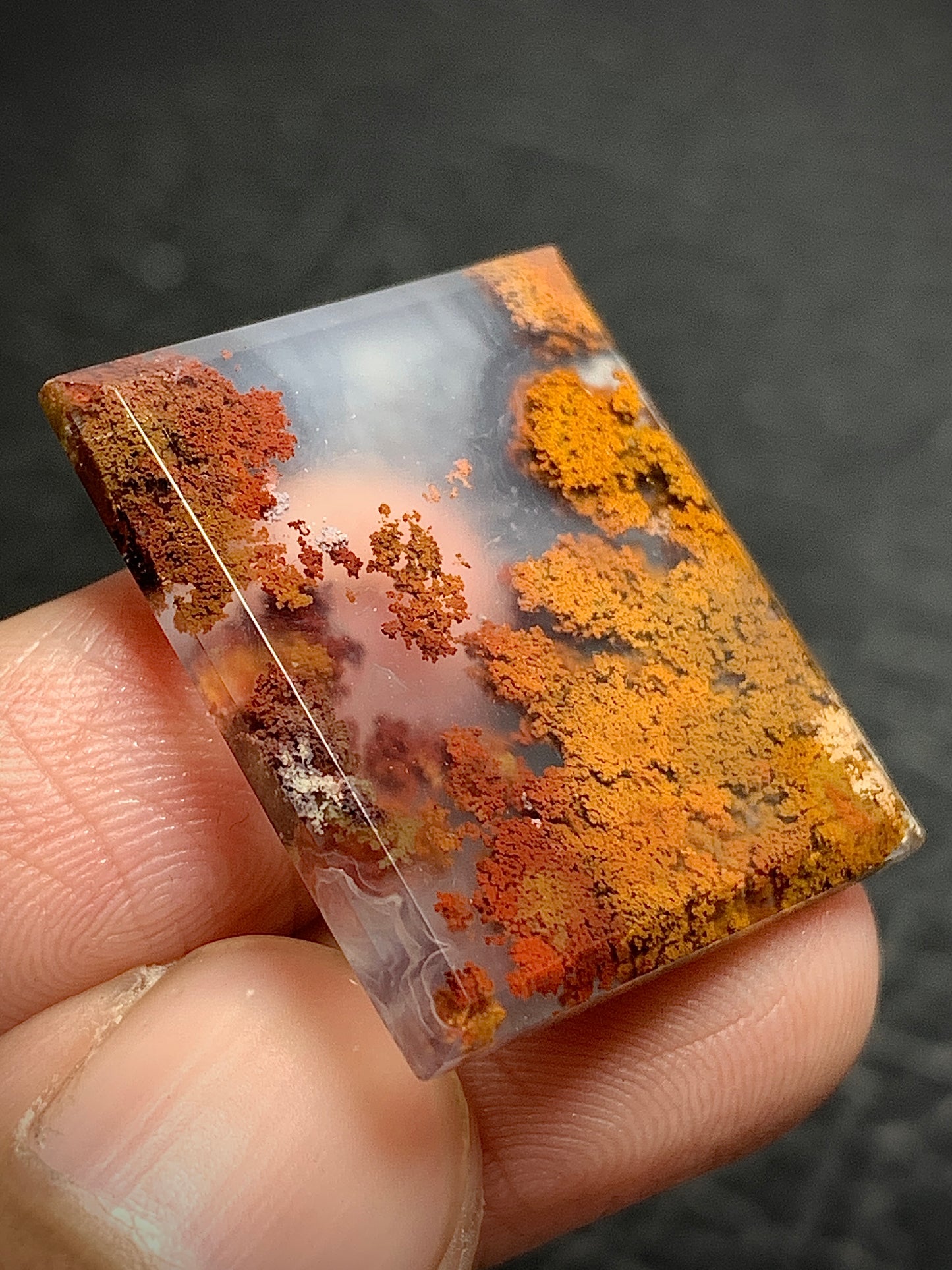 Scenic Moss Agate Rectangle Cabochon 24.7x21.8x3mm