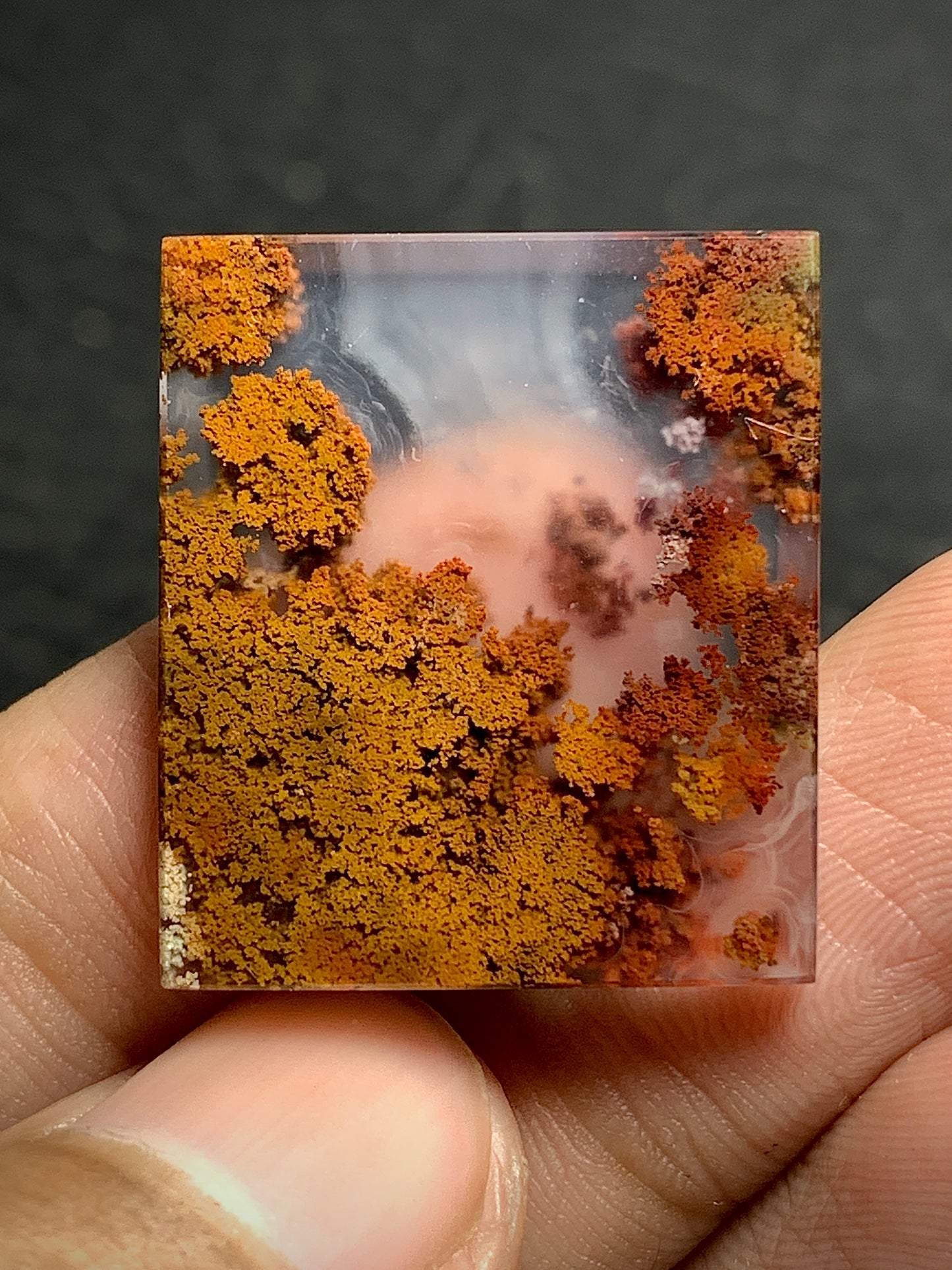 Scenic Moss Agate Rectangle Cabochon 24.7x21.8x3mm