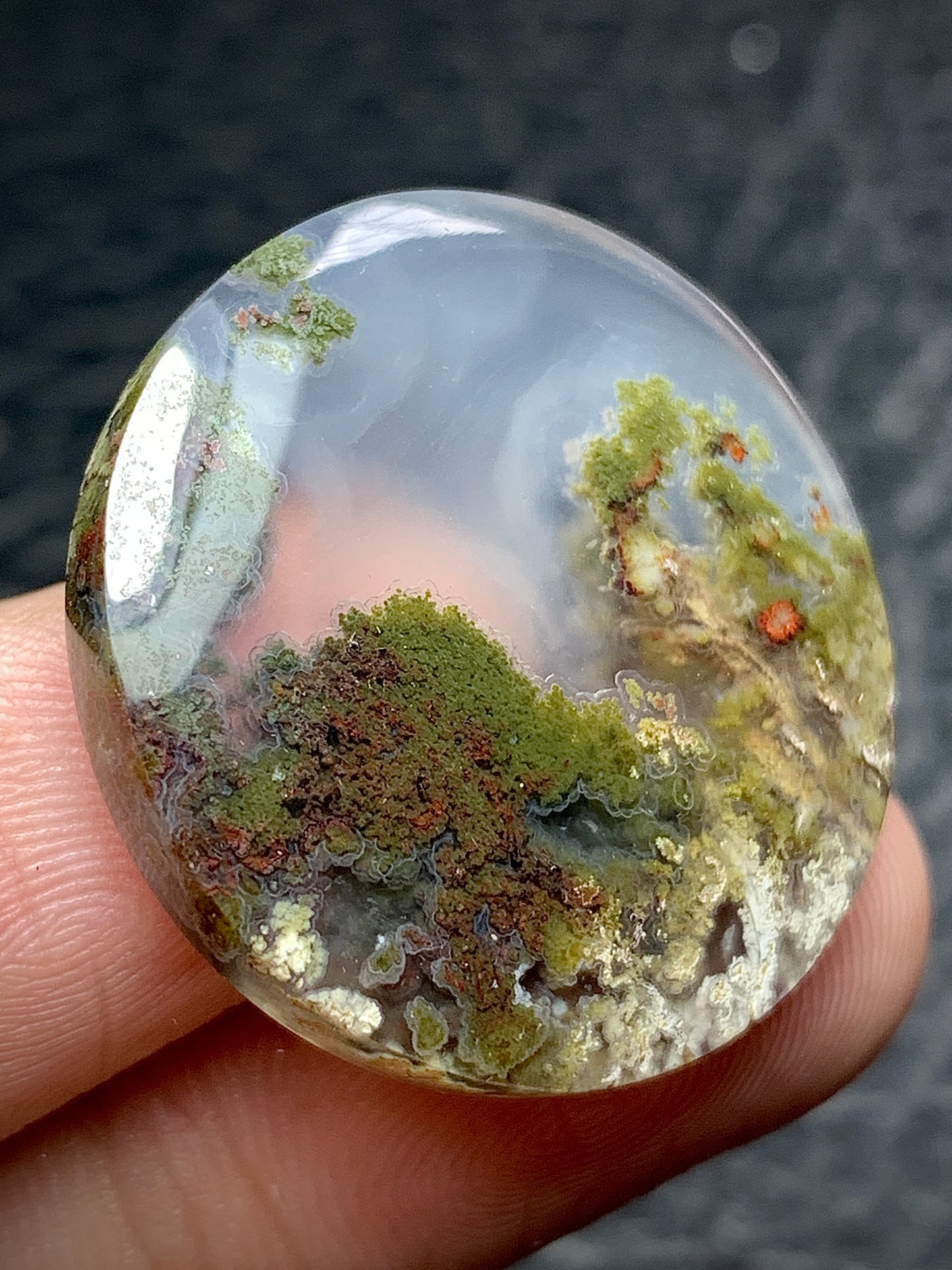 Scenic Moss Agate Round Cabochon 26.7x26.7x5.5mm