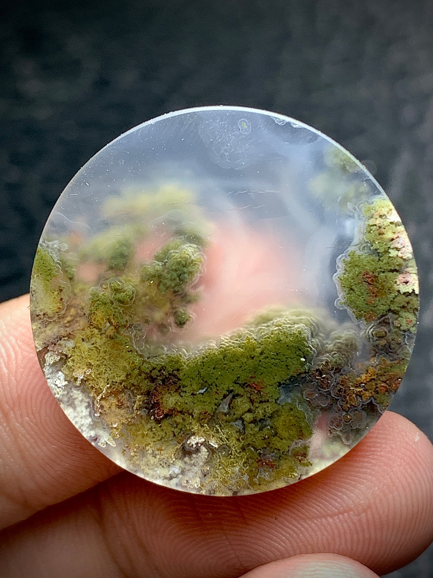 Scenic Moss Agate Round Cabochon 26.7x26.7x5.5mm