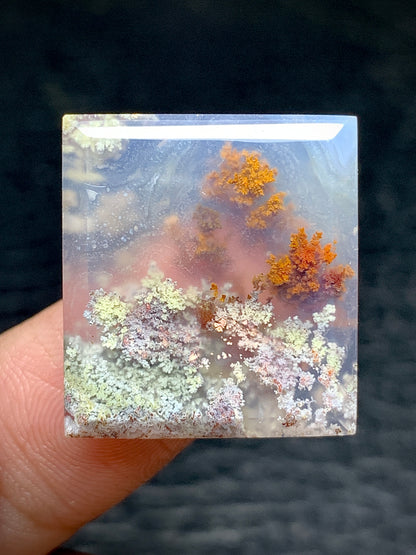 Scenic Moss Agate Rectangle Cabochon 22x20x5mm