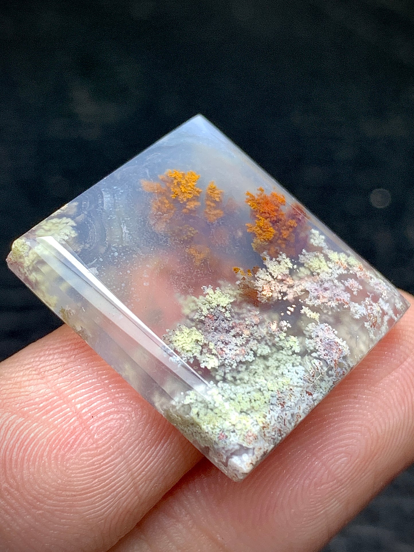 Scenic Moss Agate Rectangle Cabochon 22x20x5mm