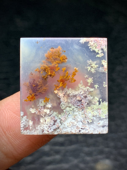 Scenic Moss Agate Rectangle Cabochon 22x20x5mm