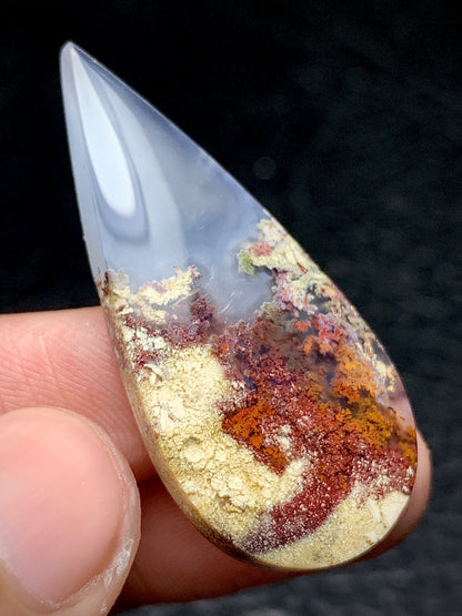 Scenic Moss Agate Teardrop Cabochon 41x19x4.5mm