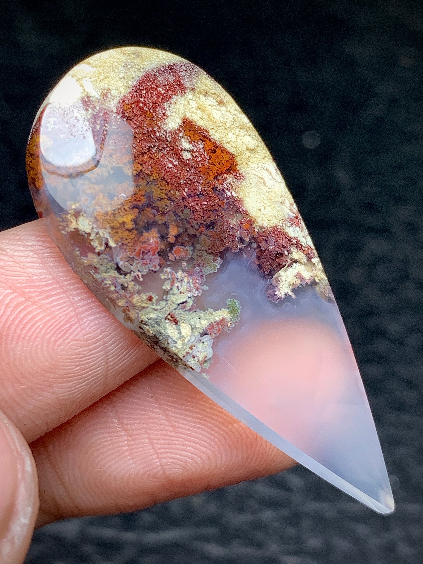 Scenic Moss Agate Teardrop Cabochon 41x19x4.5mm