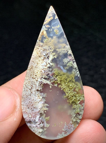 Scenic Moss Agate Teardrop Cabochon 41x19.5x6.5mm