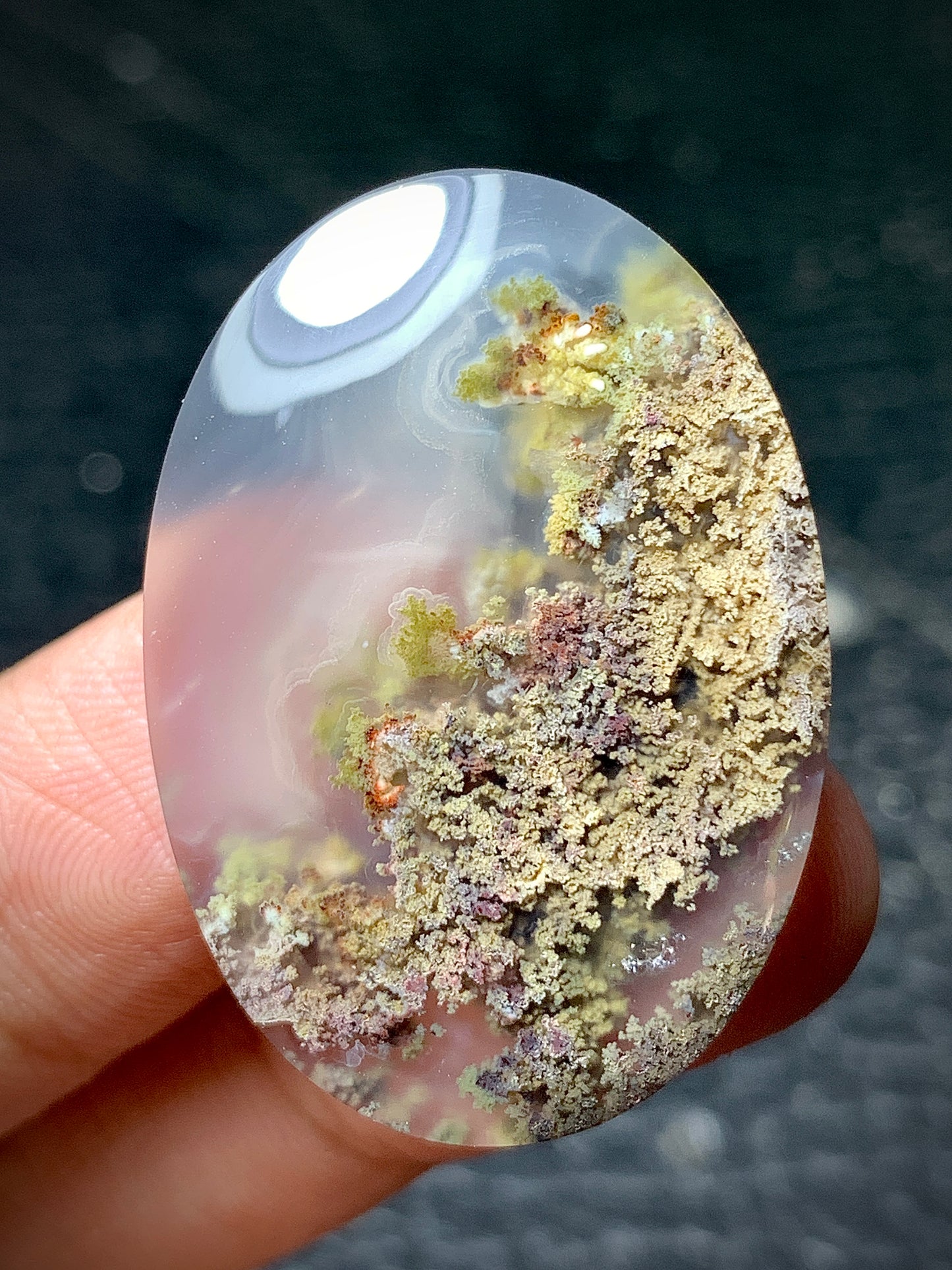 Scenic Moss Agate Oval Cabochon 34.5x24.5x6.2mm