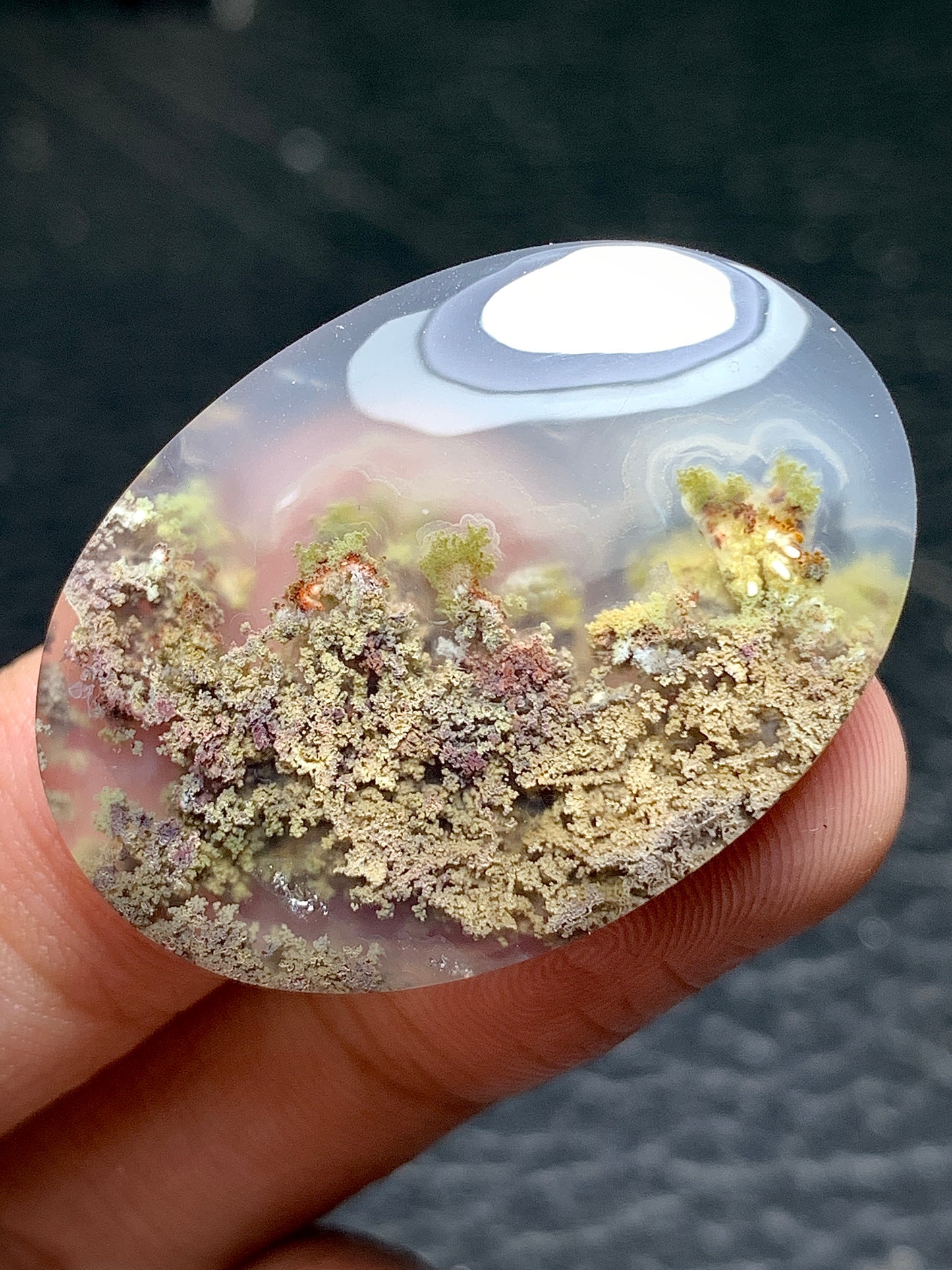 Scenic Moss Agate Oval Cabochon 34.5x24.5x6.2mm