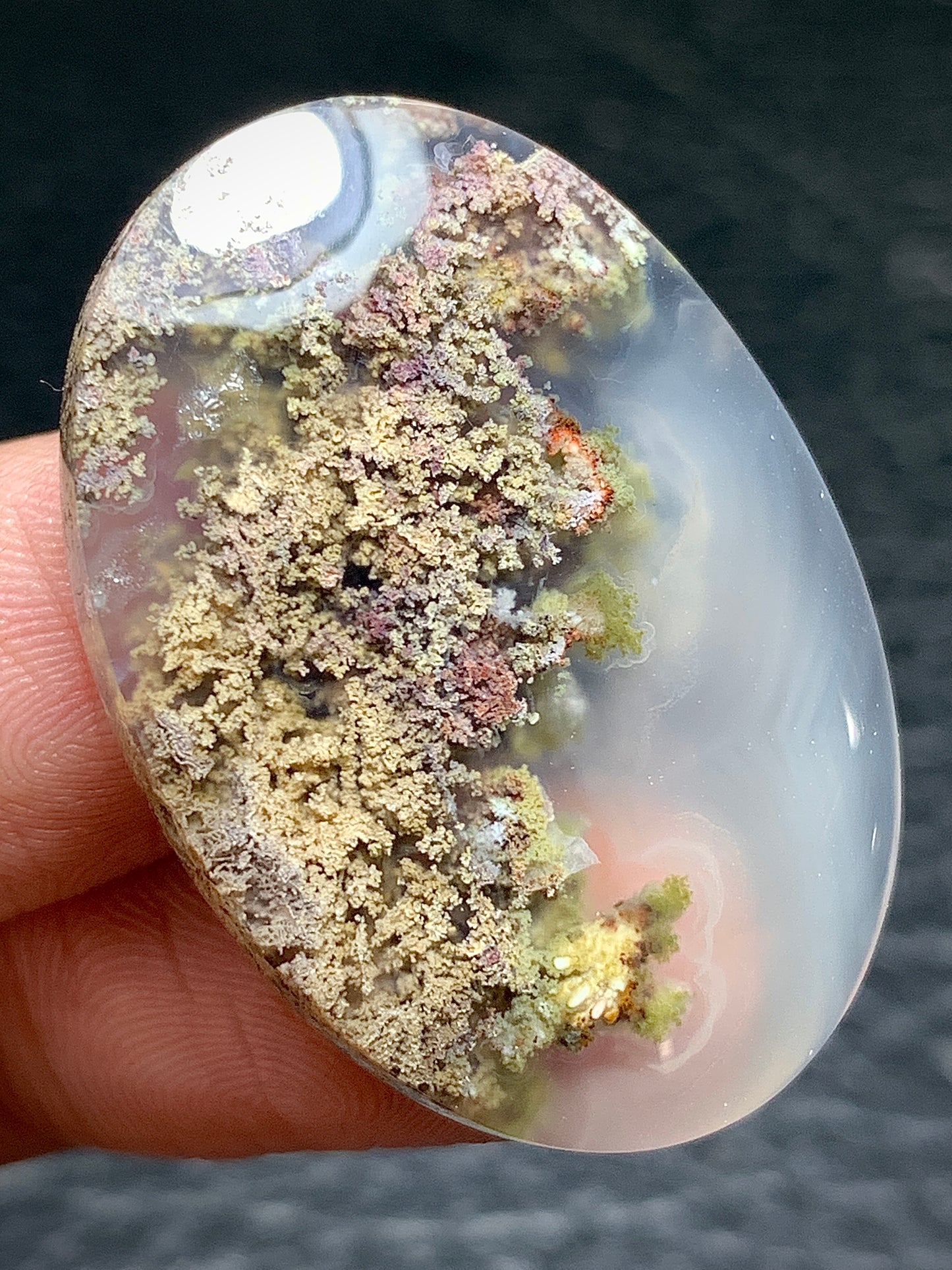 Scenic Moss Agate Oval Cabochon 34.5x24.5x6.2mm