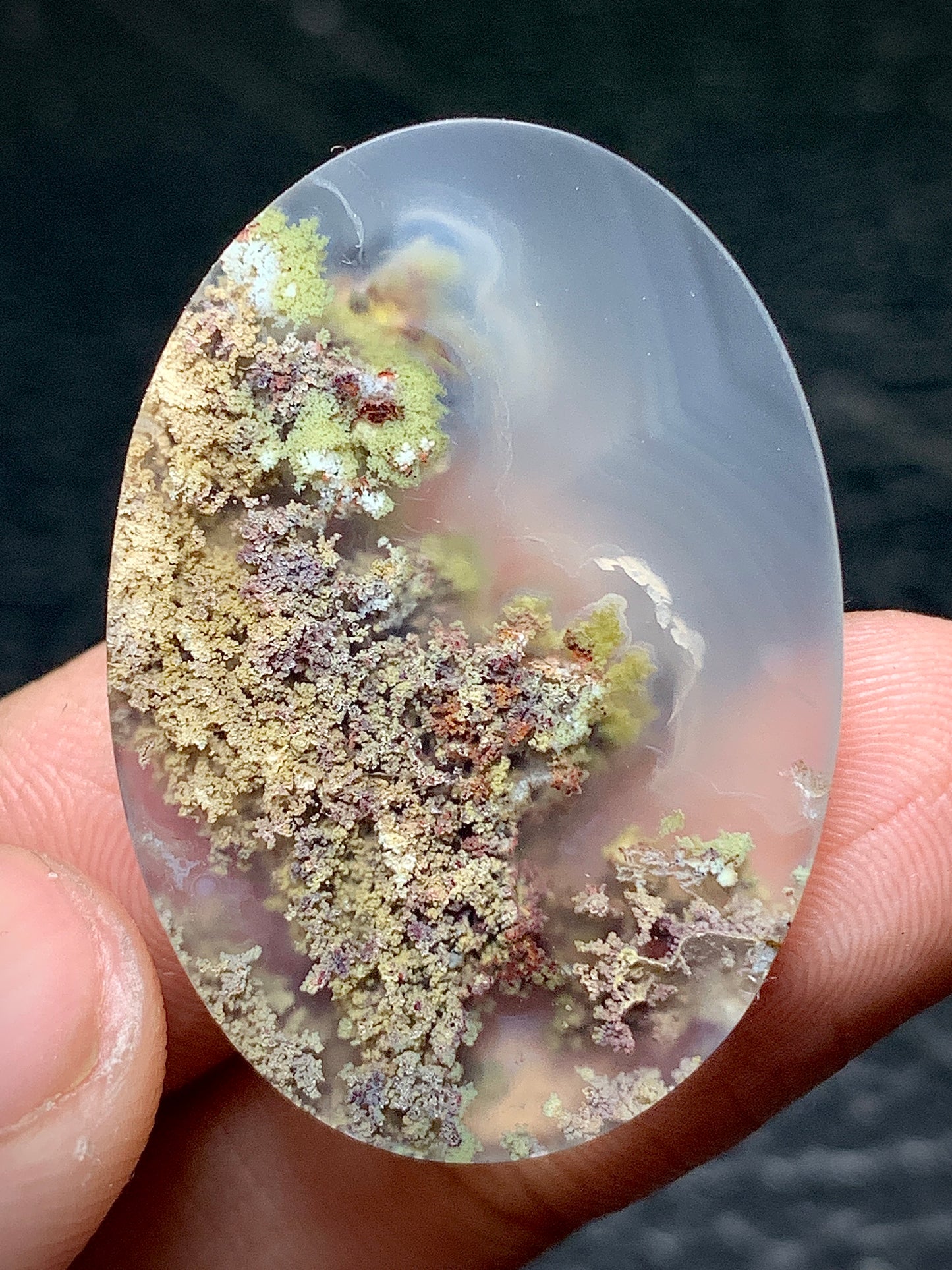 Scenic Moss Agate Oval Cabochon 34.5x24.5x6.2mm