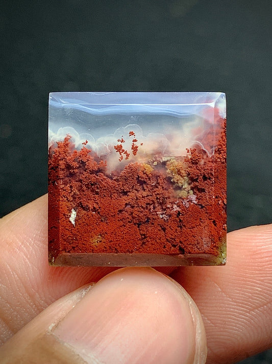 Scenic Moss Agate Square Cabochon 17x17x3.5mm