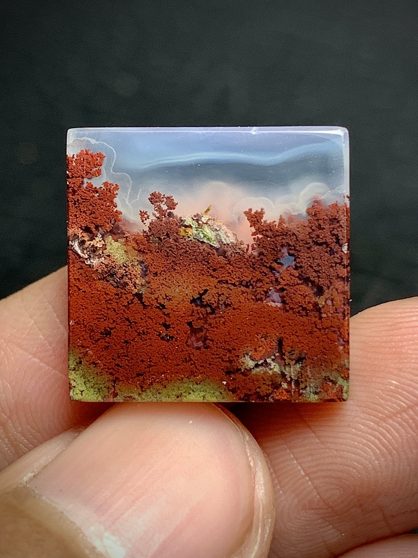 Scenic Moss Agate Square Cabochon 17x17x3.5mm