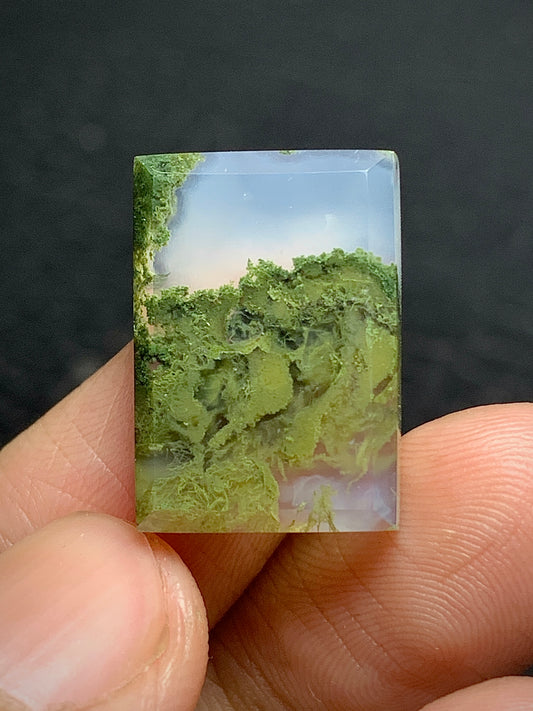 Scenic Moss Agate Rectangle Cabochon 19.5x13.5x4.5mm