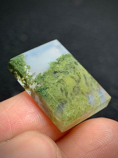 Scenic Moss Agate Rectangle Cabochon 19.5x13.5x4.5mm