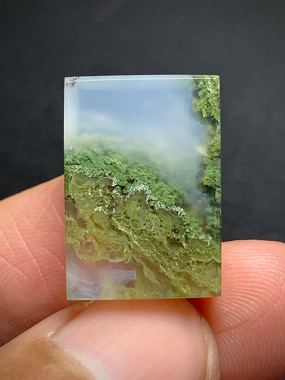 Scenic Moss Agate Rectangle Cabochon 19.5x13.5x4.5mm