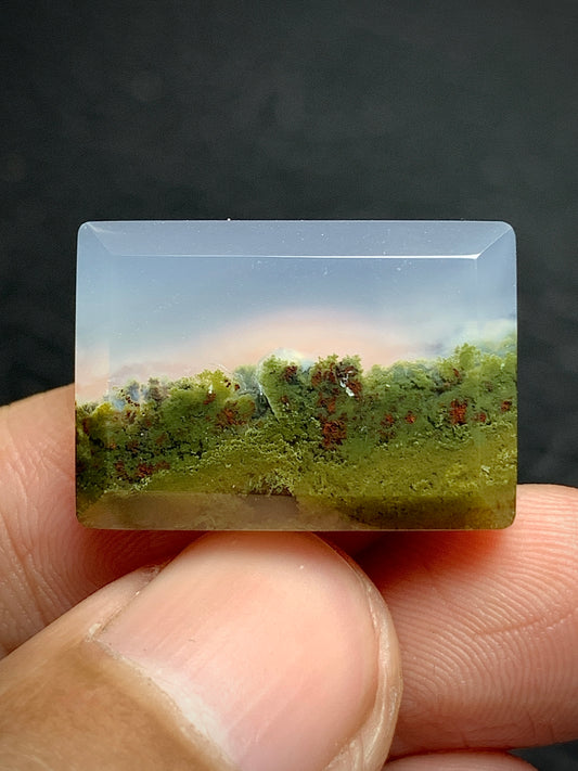 Scenic Moss Agate Rectangle Cabochon 21.5x15x4.8mm