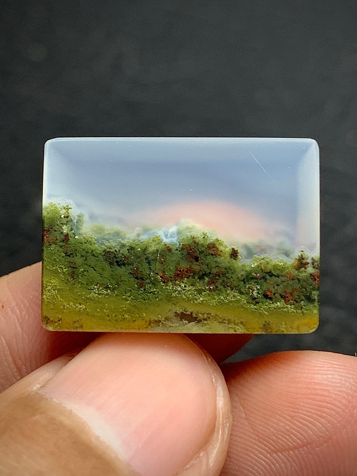 Scenic Moss Agate Rectangle Cabochon 21.5x15x4.8mm