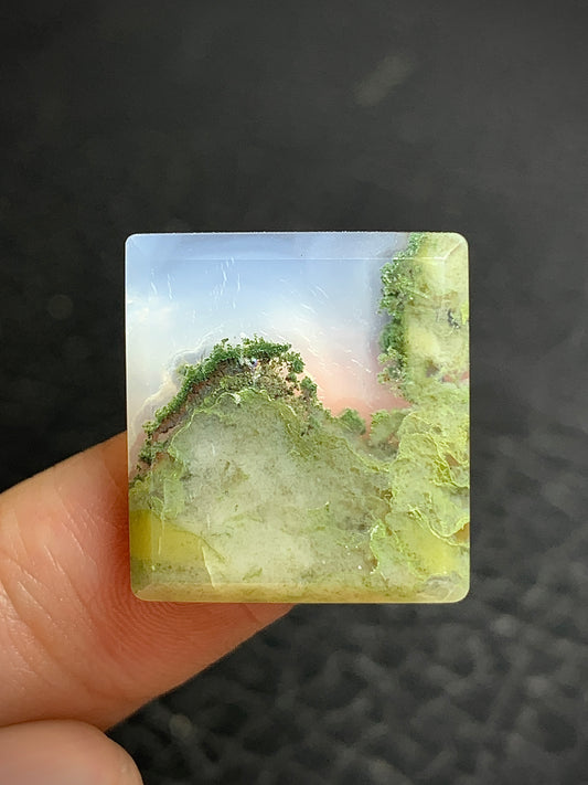 Scenic Moss Agate Rectangle Cabochon 20.5x19x4.5mm