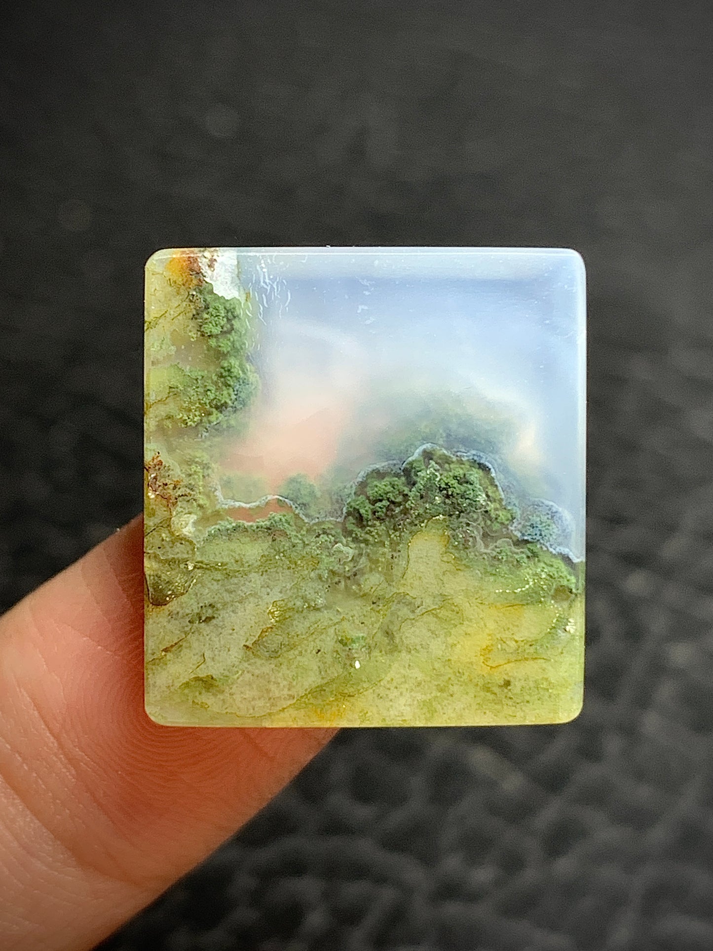 Scenic Moss Agate Rectangle Cabochon 20.5x19x4.5mm