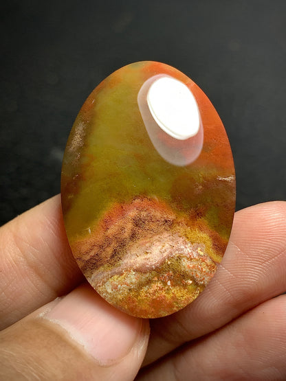 Unique Moss Agate Oval Cabochon 36x24.5x7mm