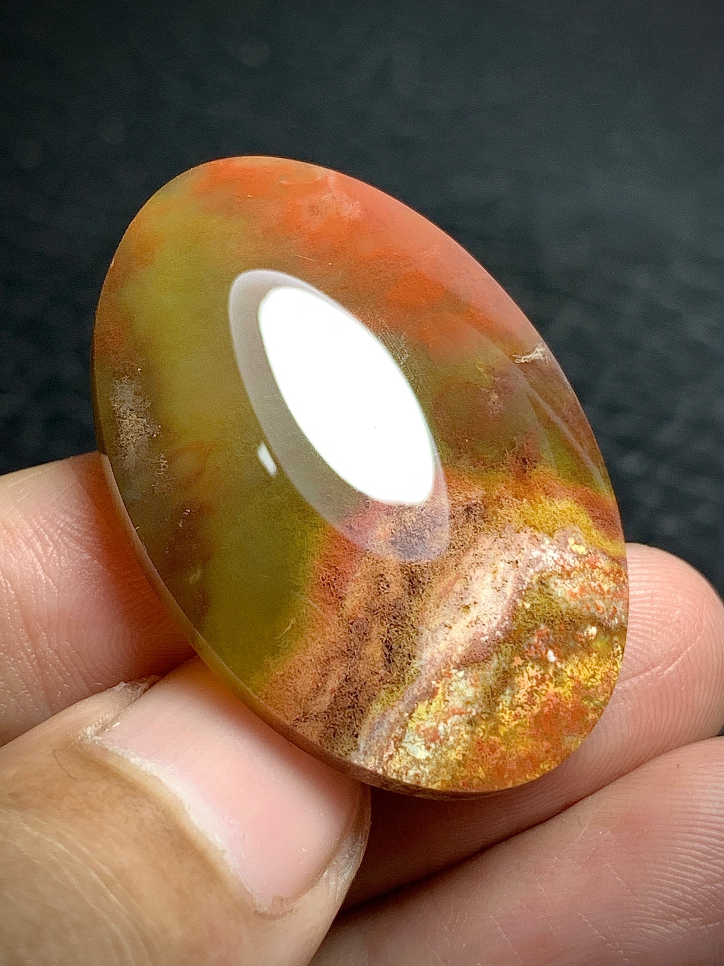 Unique Moss Agate Oval Cabochon 36x24.5x7mm