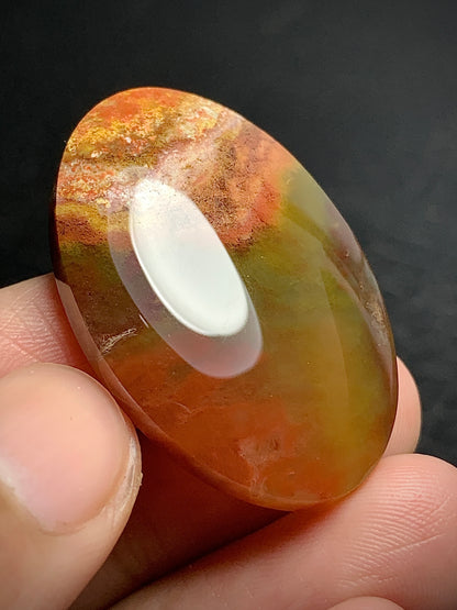 Unique Moss Agate Oval Cabochon 36x24.5x7mm