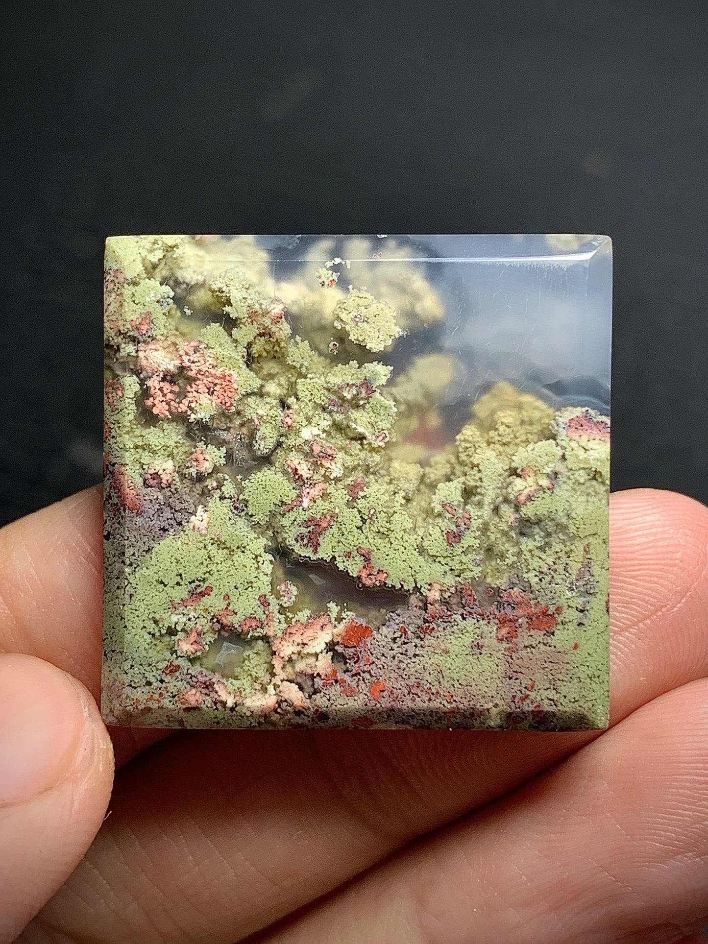 Scenic Moss Agate Rectangle Cabochon 29x28x5mm