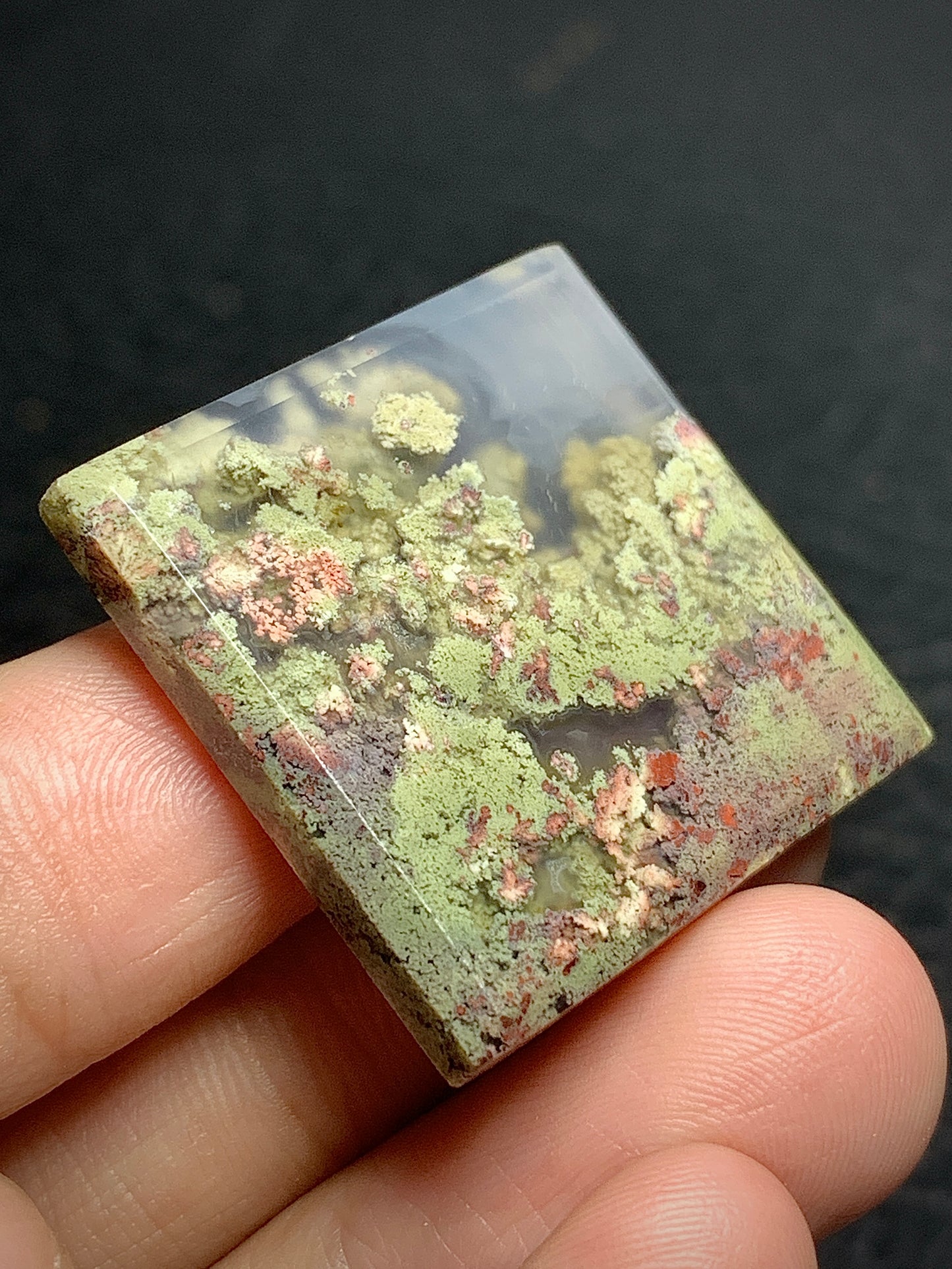 Scenic Moss Agate Rectangle Cabochon 29x28x5mm