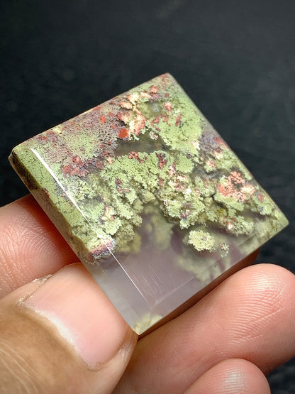 Scenic Moss Agate Rectangle Cabochon 29x28x5mm