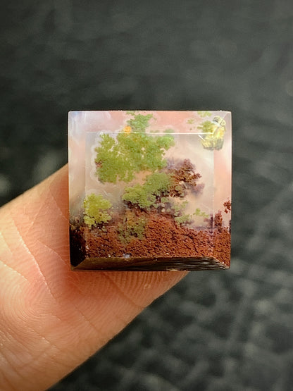 Scenic Moss Agate Square Cabochon 12.5x12.5x5.2mm