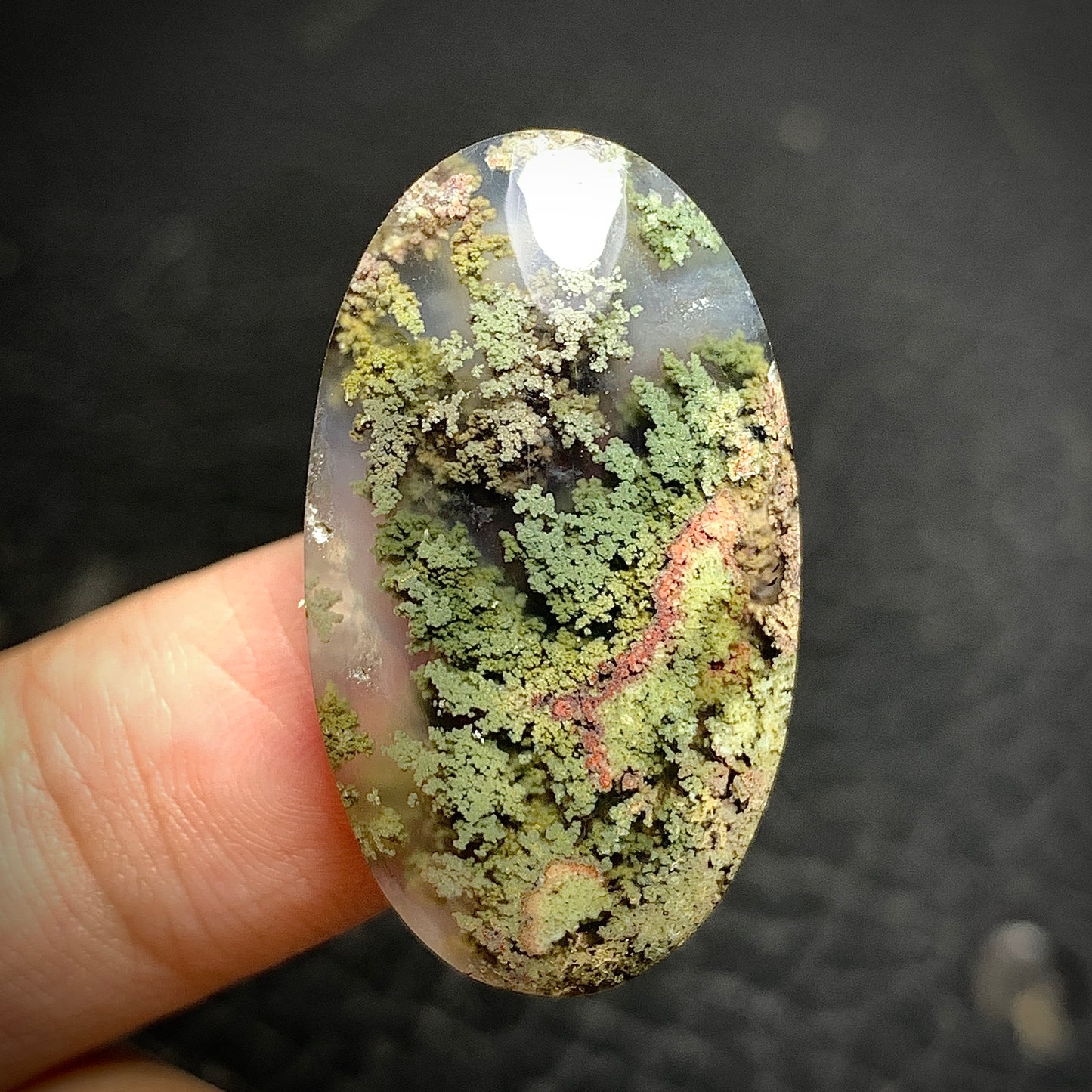 Scenic Moss Agate Oval Cabochon 30x17x8mm