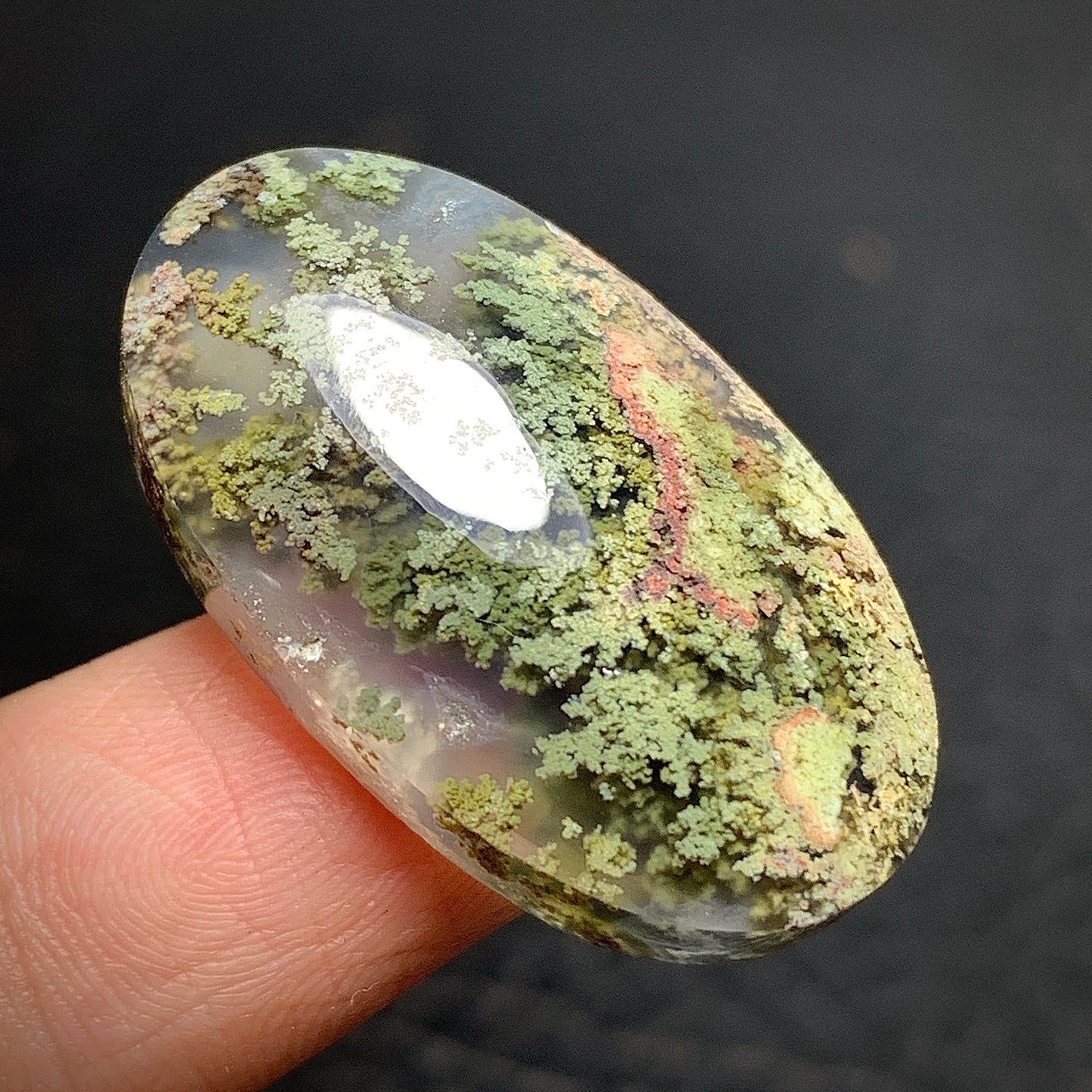 Scenic Moss Agate Oval Cabochon 30x17x8mm