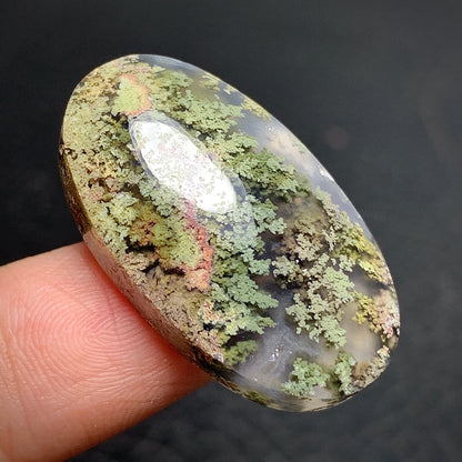 Scenic Moss Agate Oval Cabochon 30x17x8mm