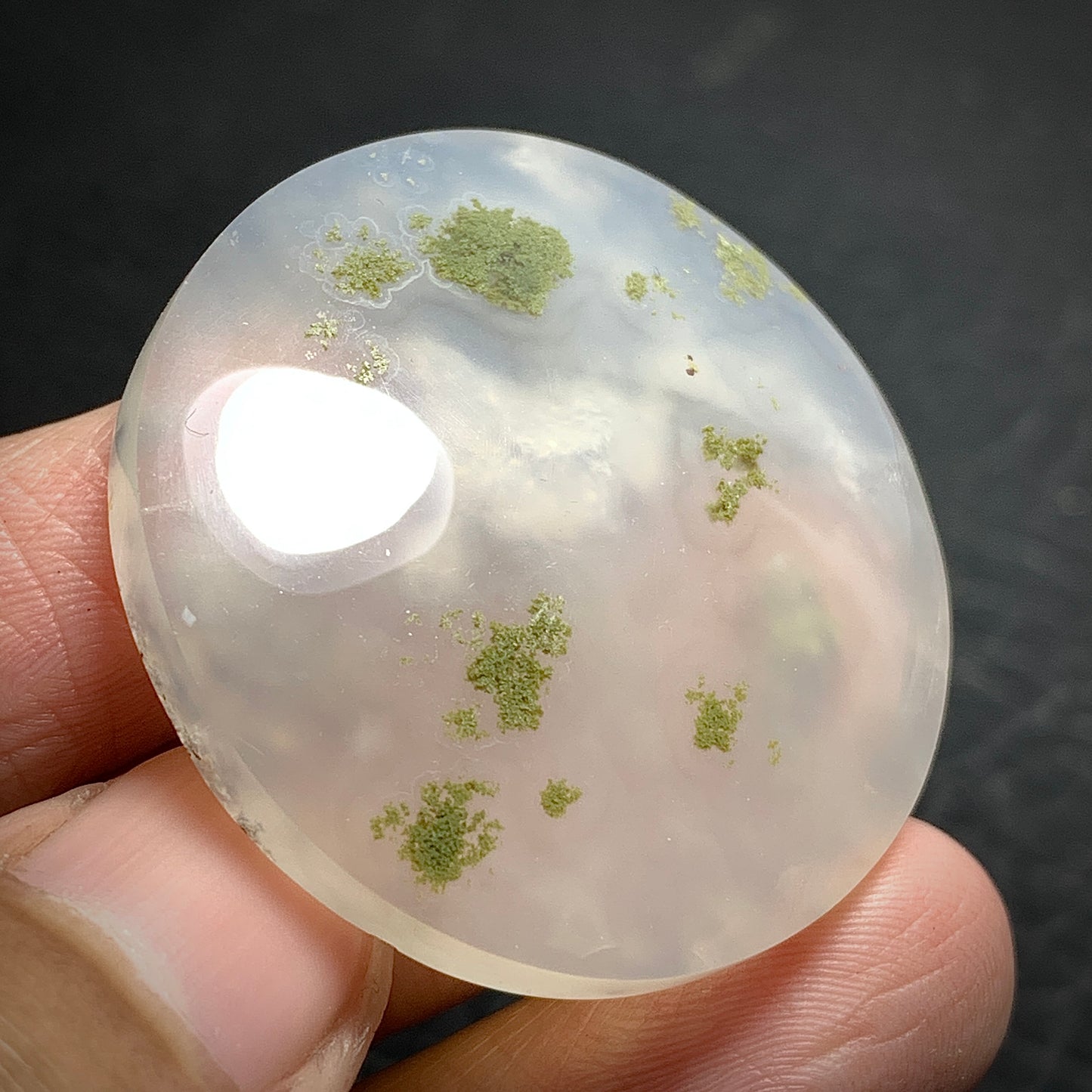 Moss Agate Round Cabochon 36x36x7mm