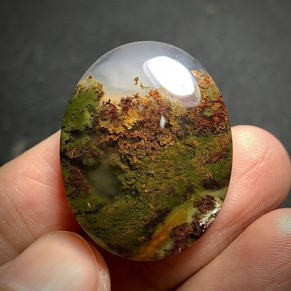 Scenic Moss Agate Oval Cabochon 30x24x7mm