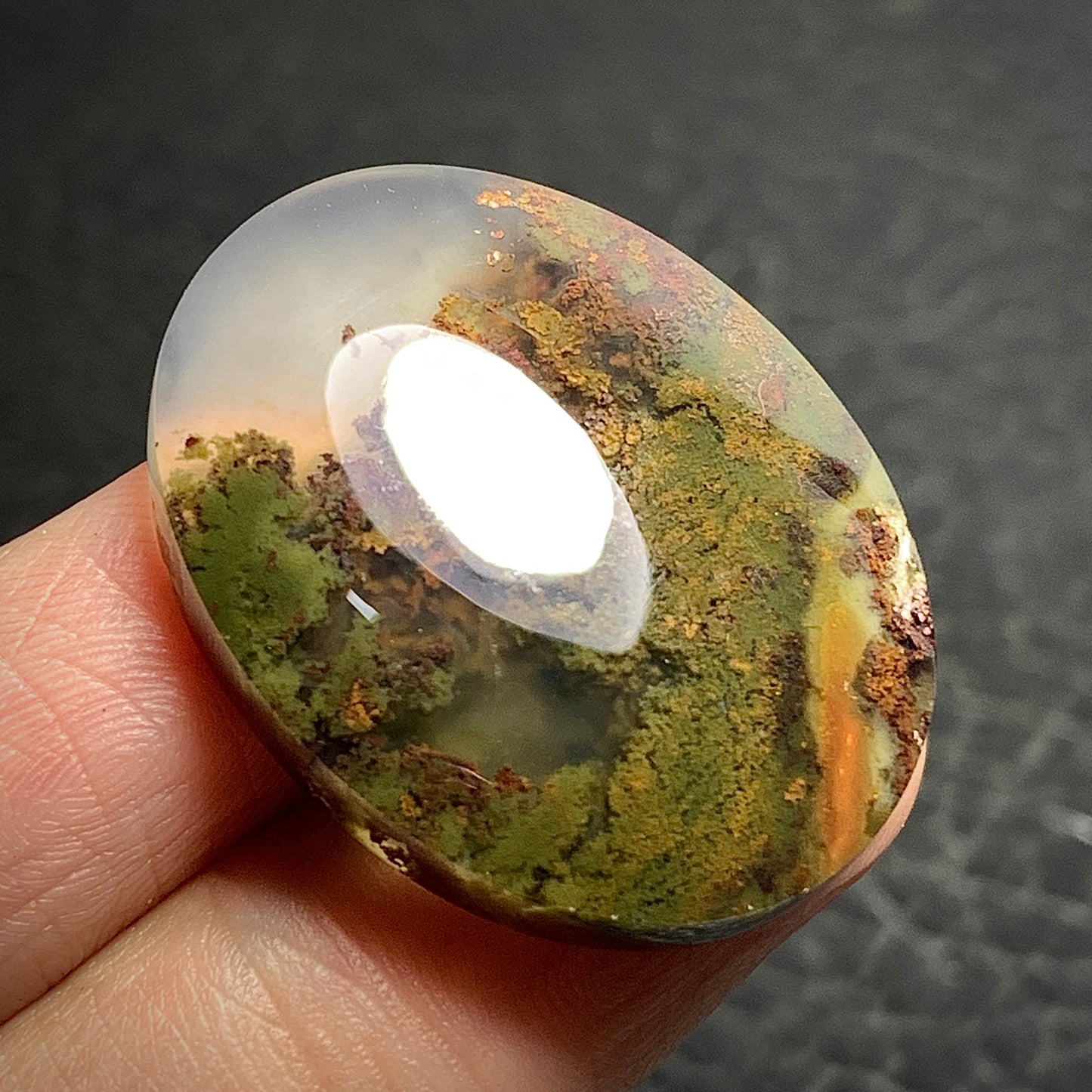 Scenic Moss Agate Oval Cabochon 30x24x7mm