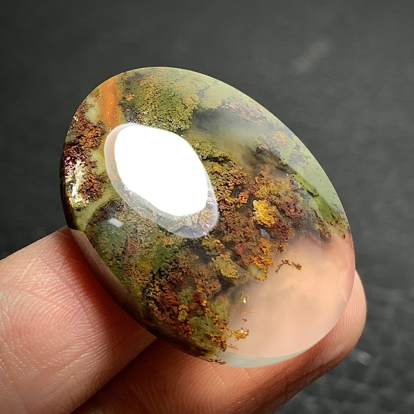 Scenic Moss Agate Oval Cabochon 30x24x7mm