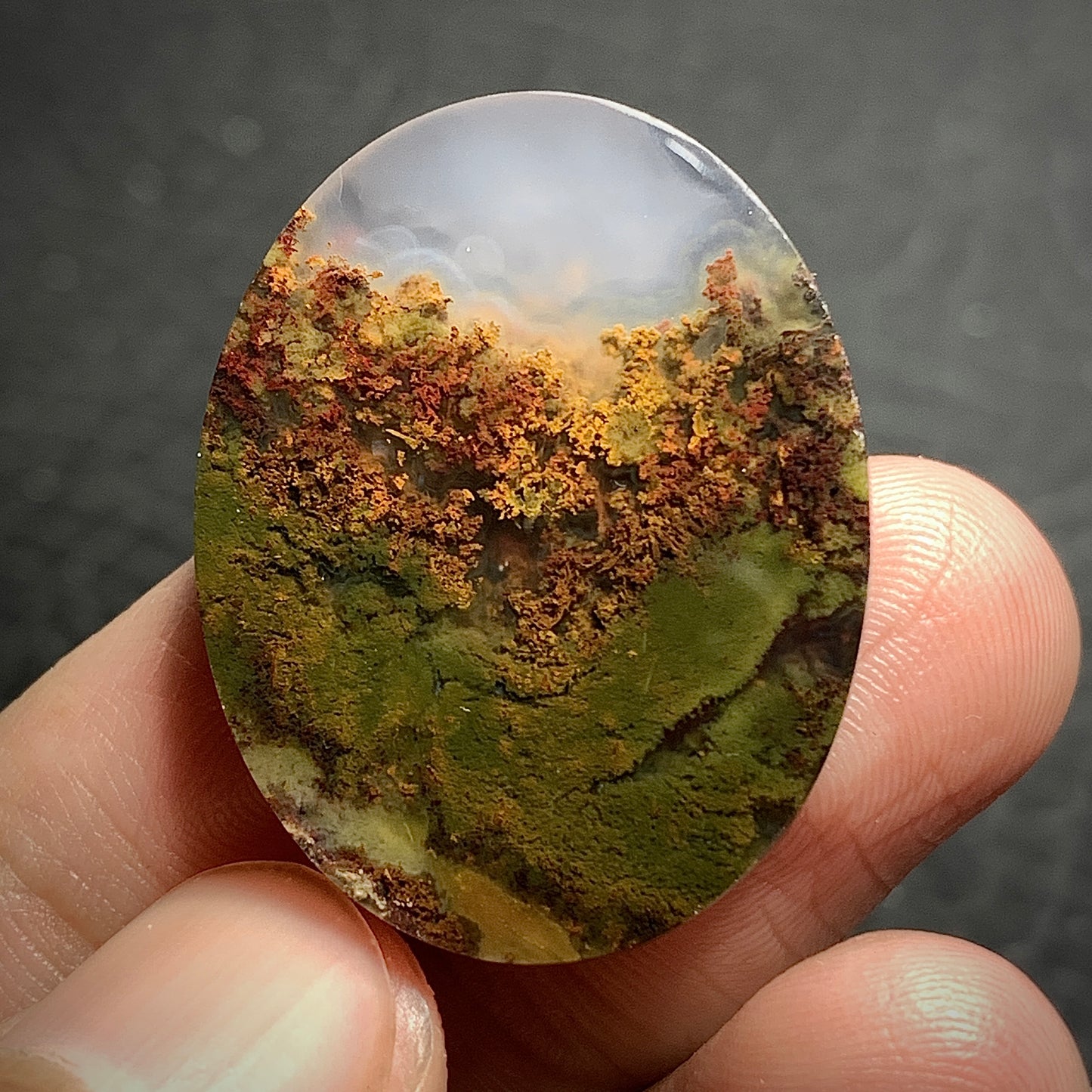 Scenic Moss Agate Oval Cabochon 30x24x7mm