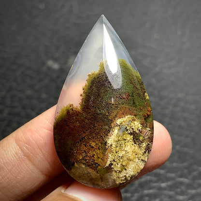 Scenic Moss Agate Teardrop Cabochon 42x24x8mm