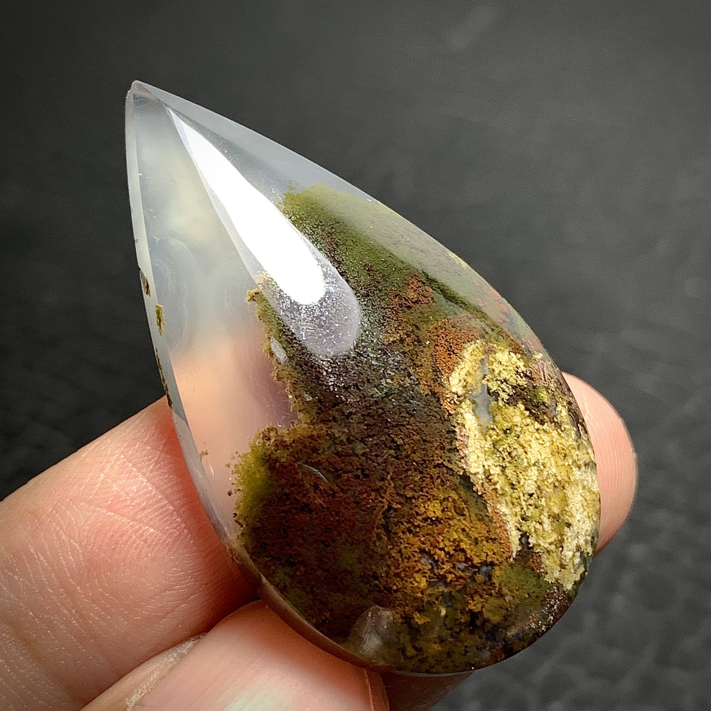 Scenic Moss Agate Teardrop Cabochon 42x24x8mm