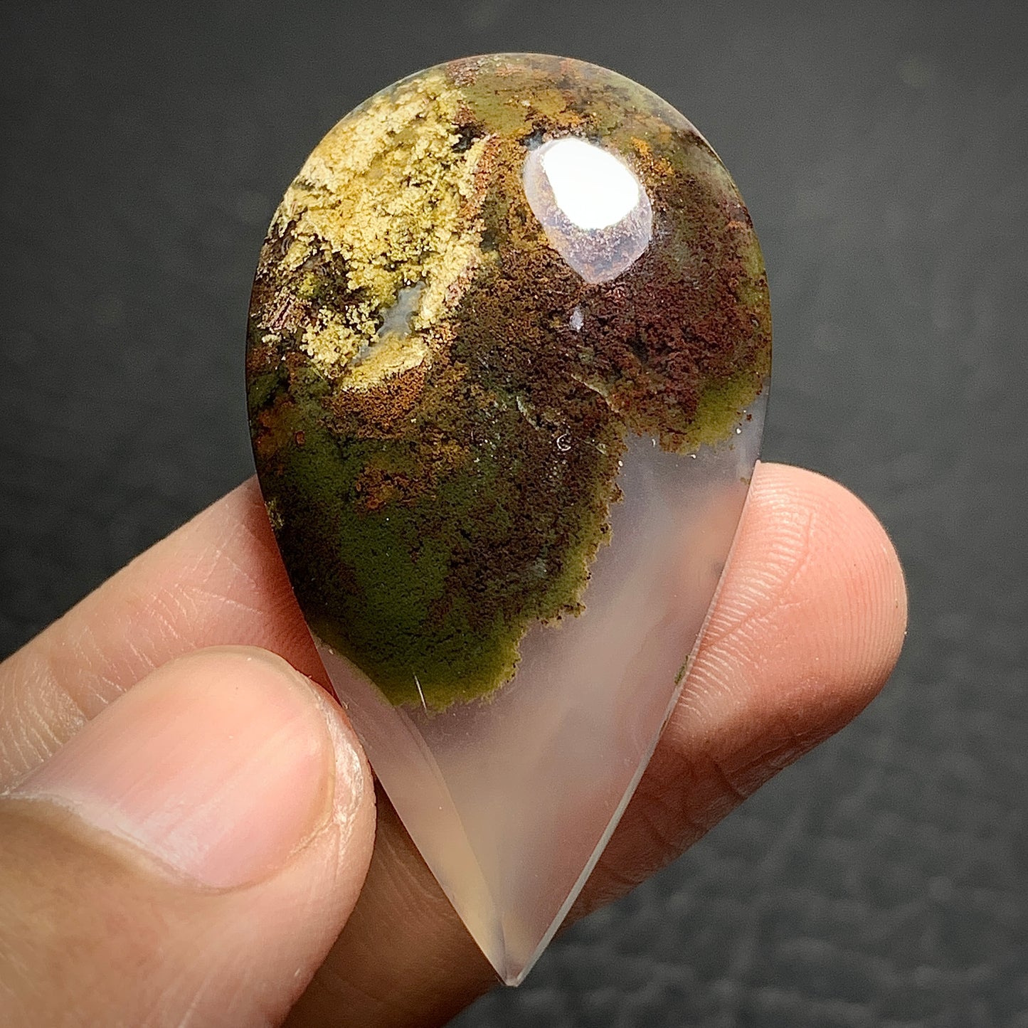 Scenic Moss Agate Teardrop Cabochon 42x24x8mm