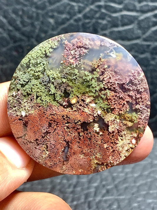 Scenic Moss Agate Round Cabochon 39x39x6.8mm